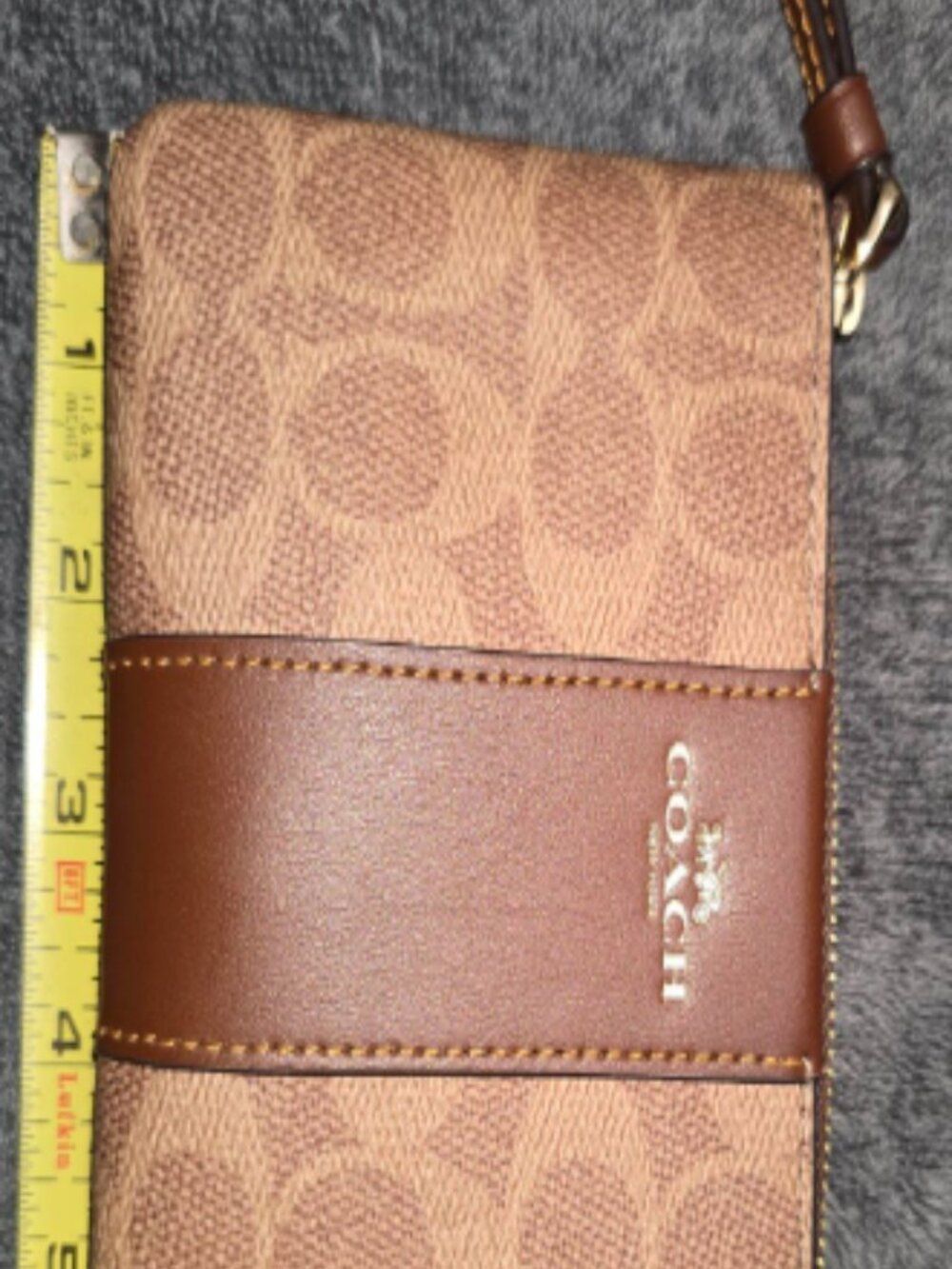 Coach Corner Zip Wristlet in Signature Canvas with Stripe